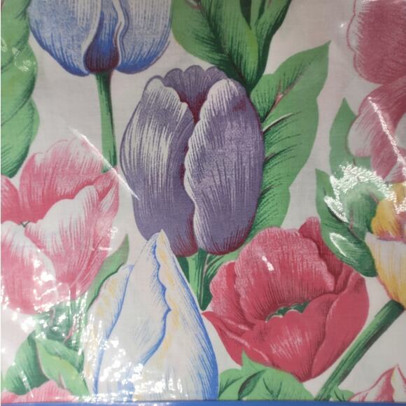 Bardwil Linens Vintage Pastel Tulip Floral Oblong Rectangular Spring Tablecloth - Picture 5 of 9